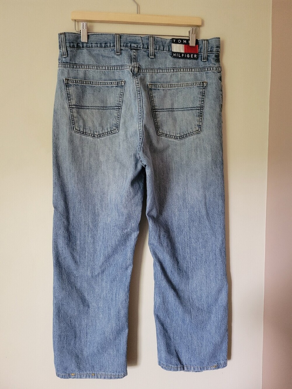 Vintage 90s Y2K Tommy Hilfiger Baggy Wide Leg Denim Jeans Streetwear Size 34